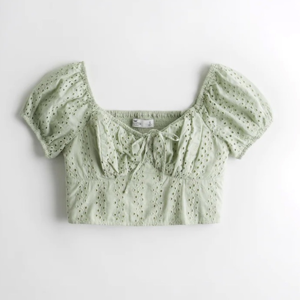 HOLLISTER BNWOT green eyelet blouse